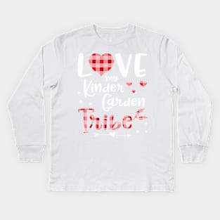 Teacher Students Seniors Love My Kindergarten Tribe Happy First Day Of School Kids Long Sleeve T-Shirt